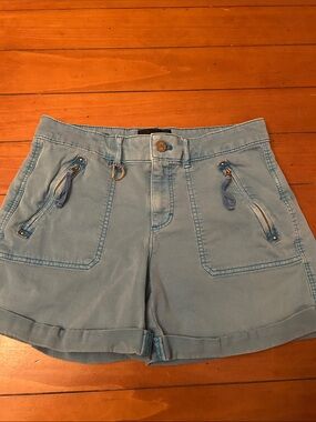 White House Black Market Pret-a-Play Utility Shorts Size 2 Blue Mid-Rise